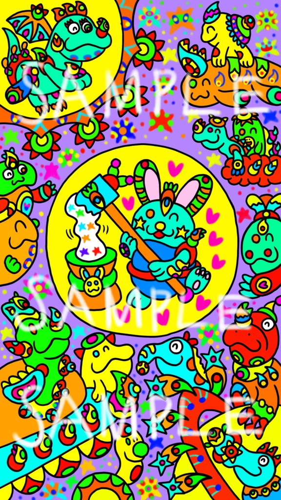 スマホ用壁紙・月のうさぎの餅つき