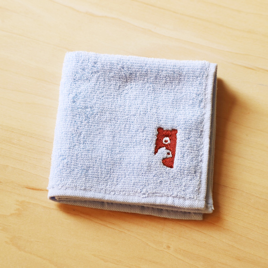 くまとねこの刺繍タオルハンカチ