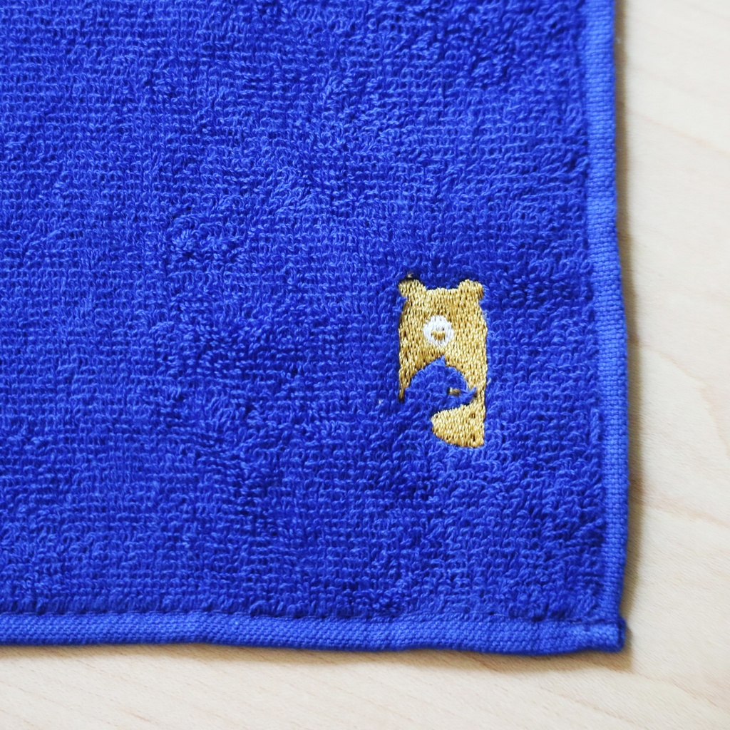 くまとねこの刺繍タオルハンカチ
