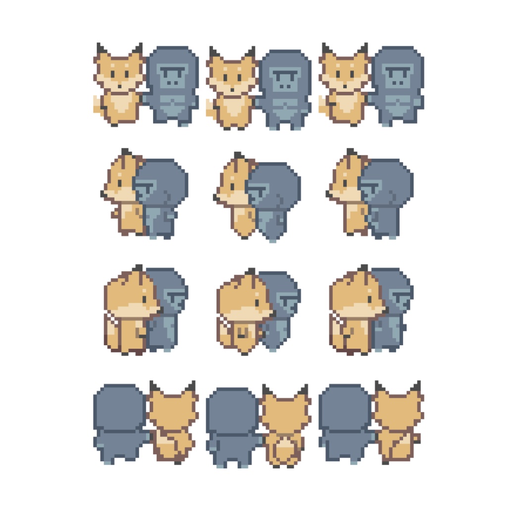 【pictSQUARE】キツネとゴリラの手繋ぎアバター