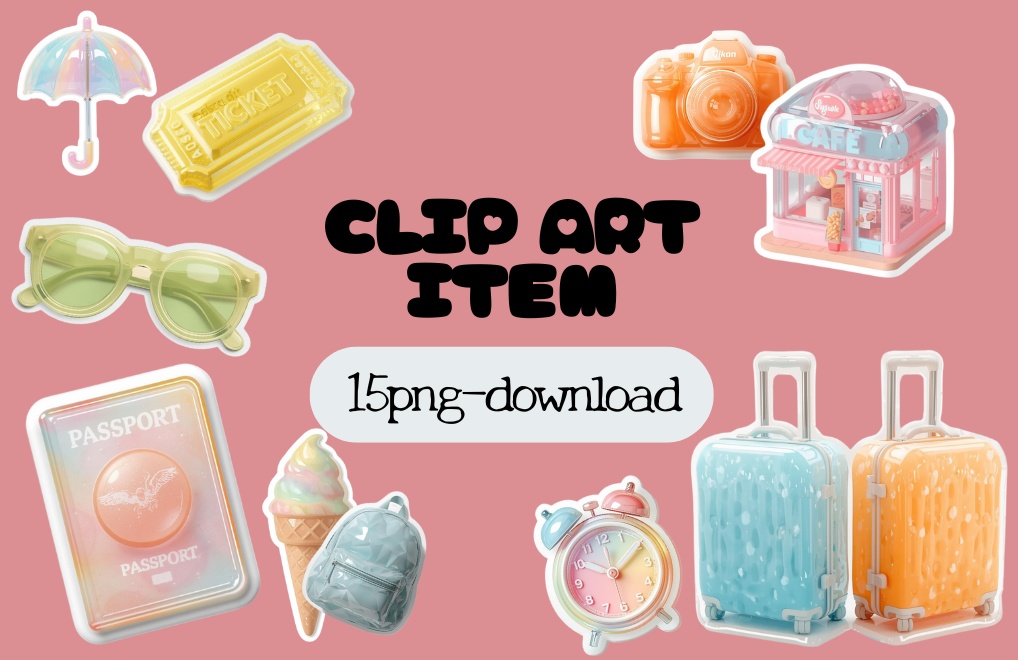 立体シール風　クリップアート15セット