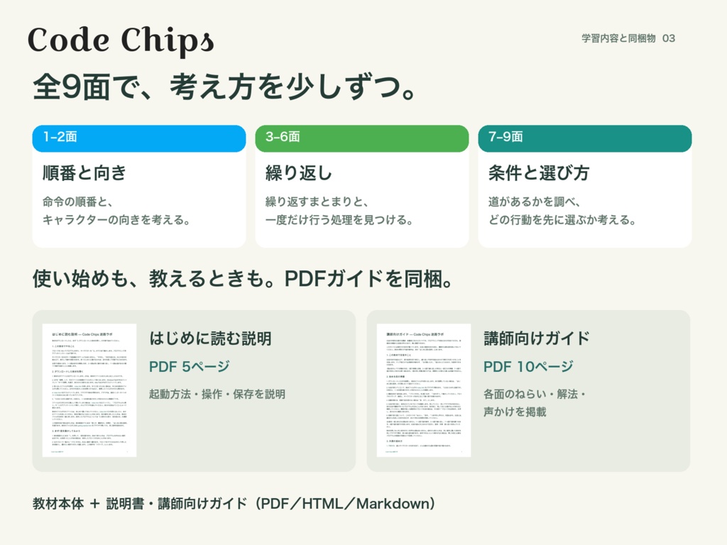Code Chips 迷路ラボ|ブロックで学ぶプログラミング教材・全9面