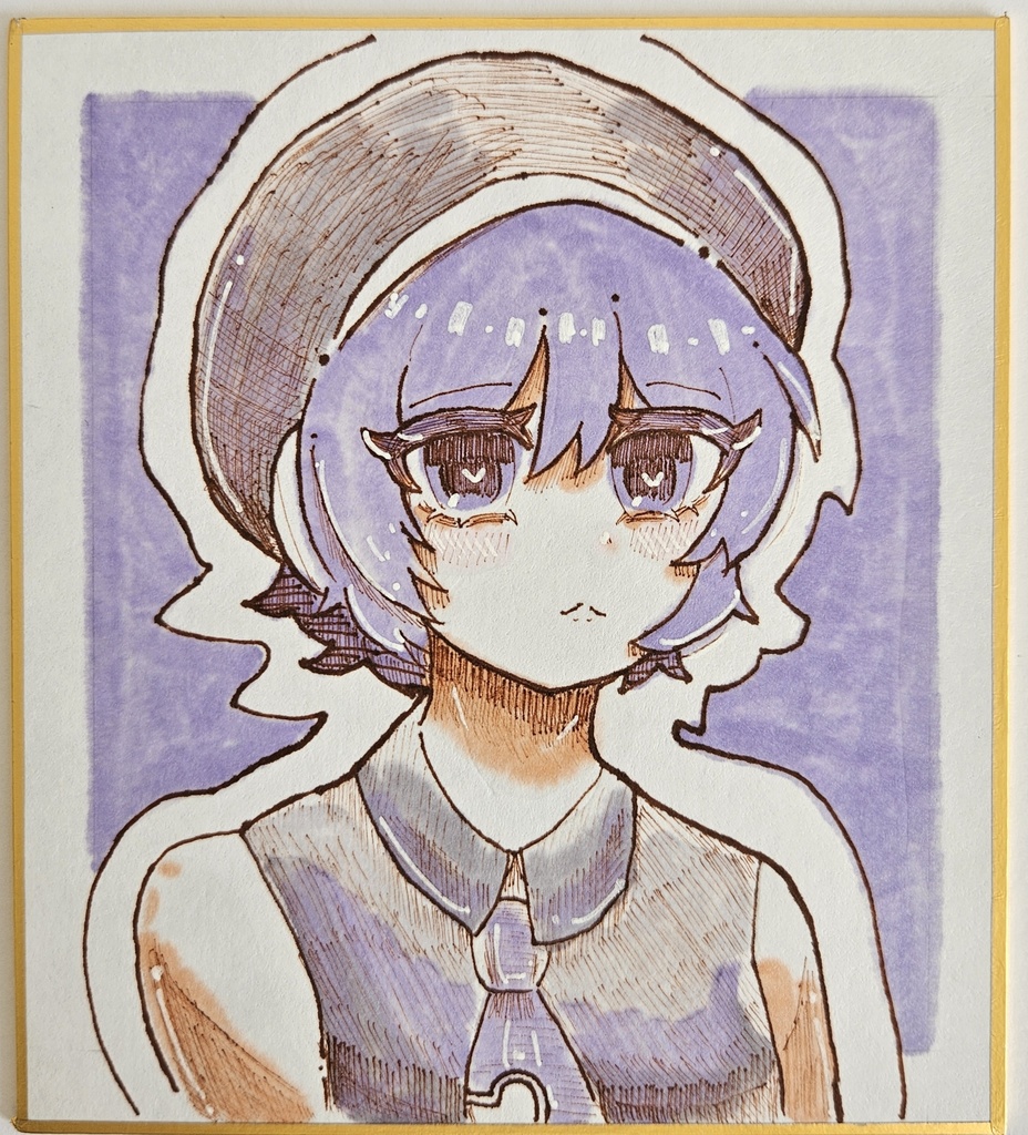 【UTAU100キャラチャレンジ】描き下ろし色紙《デフォ子(唄音ウタ)》(No.001/100)