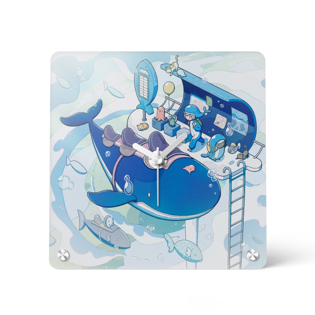 『クジラに乗ってどこ行こう』アクリル時計
