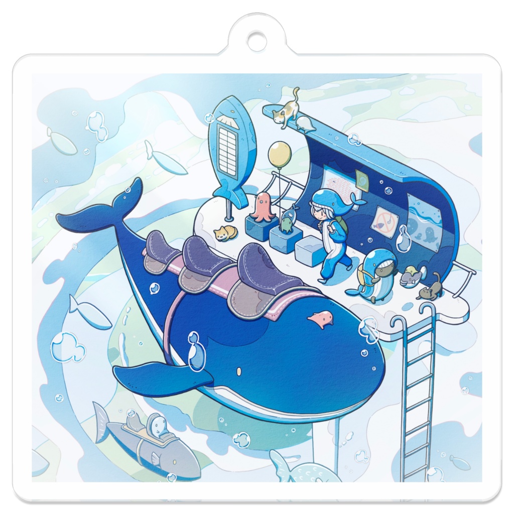 『クジラに乗ってどこ行こう』アクリルキーホルダー