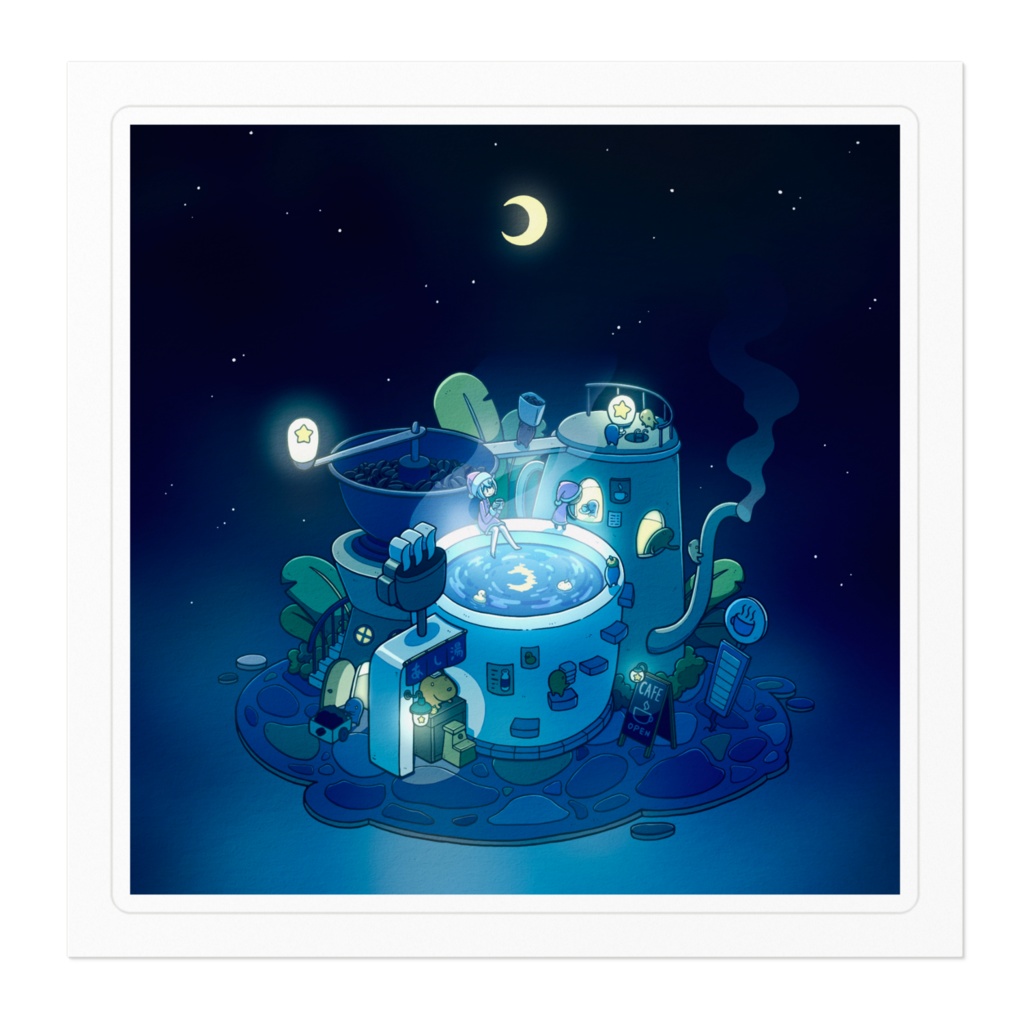 『お月見足湯カフェ』ステッカー