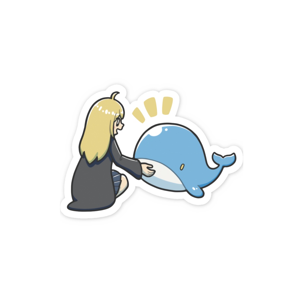 『空くじらと浮島の街』スマホステッカー(エレインと子くじら)