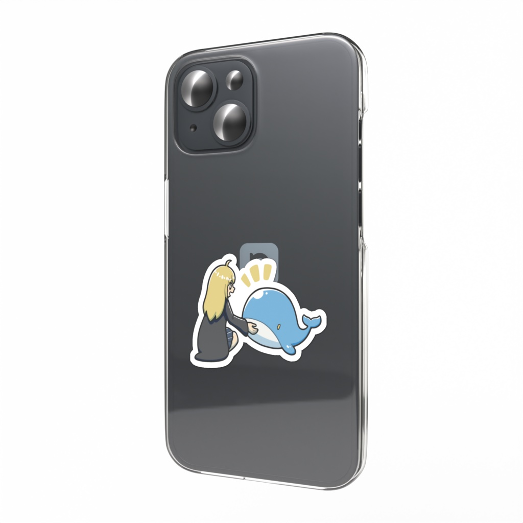 『空くじらと浮島の街』スマホステッカー(エレインと子くじら)