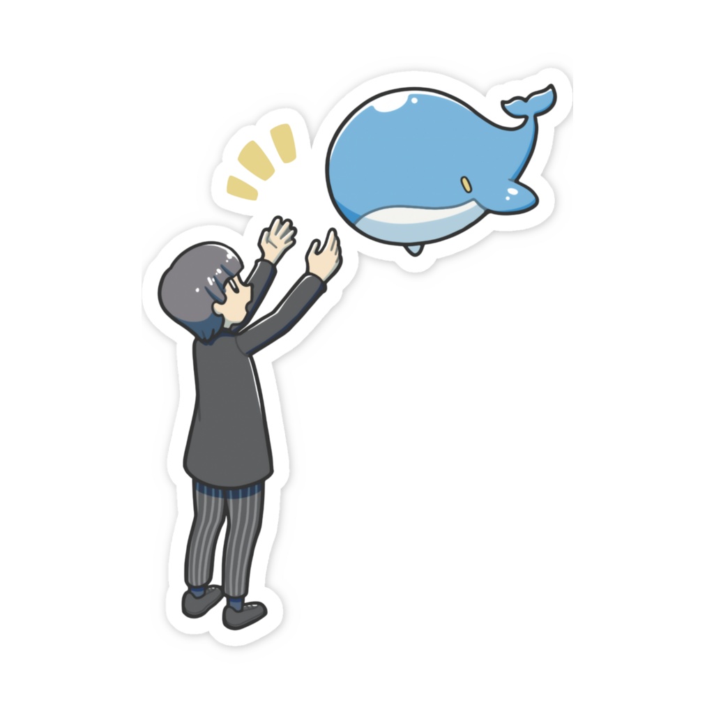 『空くじらと浮島の街』スマホステッカー(キナトと子くじら)