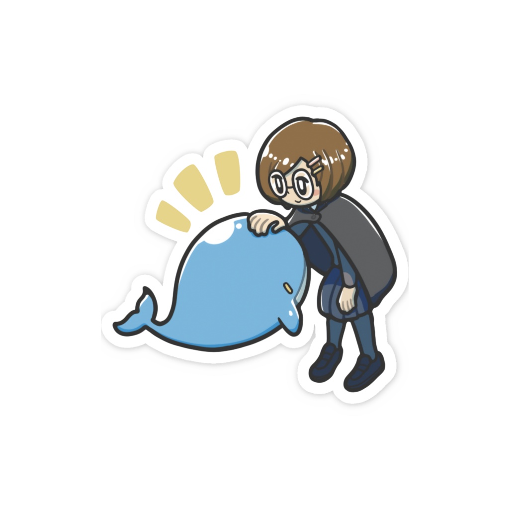 『空くじらと浮島の街』スマホステッカー(ソラネと子くじら)