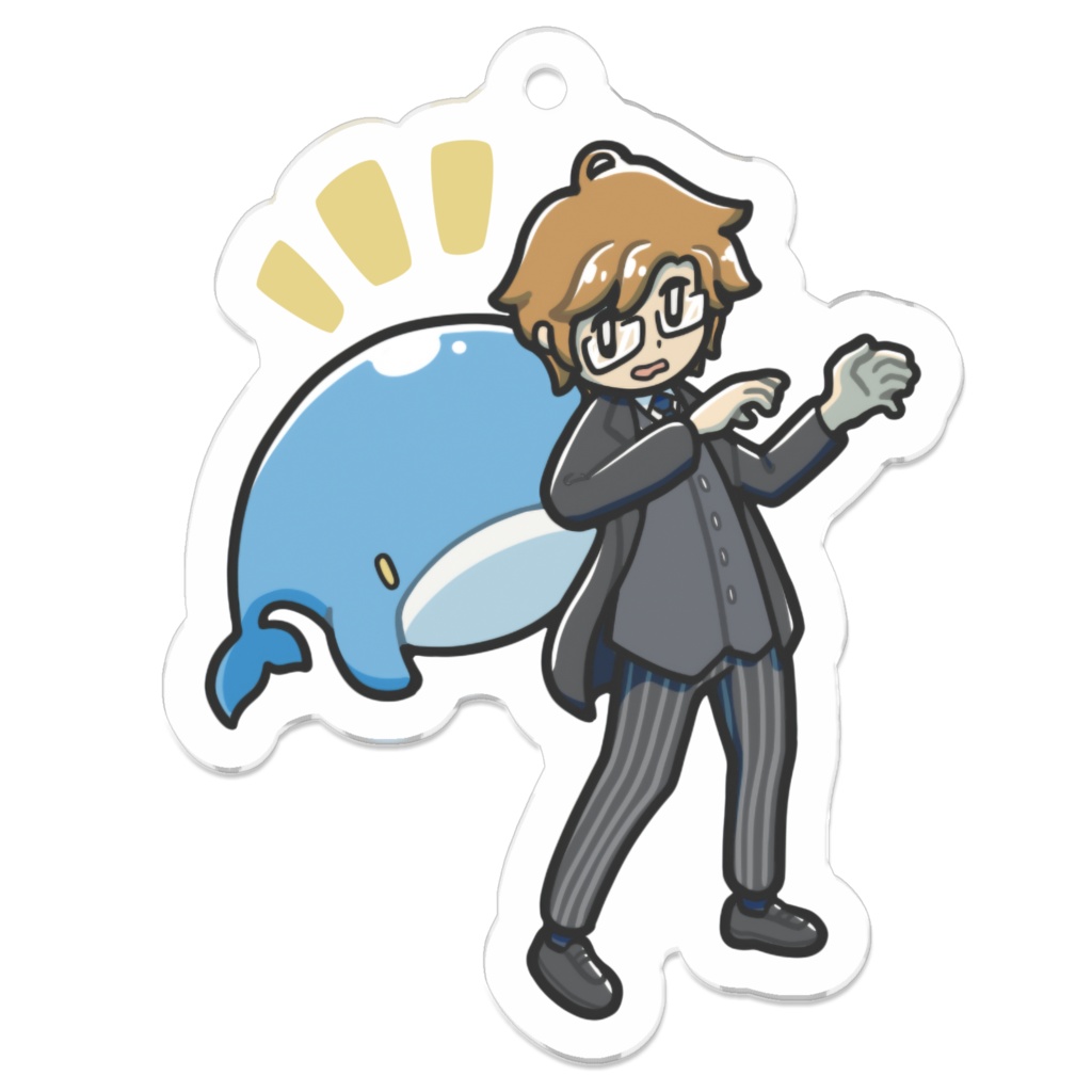 『空くじらと浮島の街』アクリルキーホルダー（ニコラと子くじら）