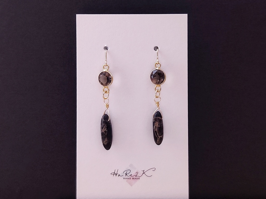 テスカトリポカイメージ 煙水晶ピアス/イヤリング