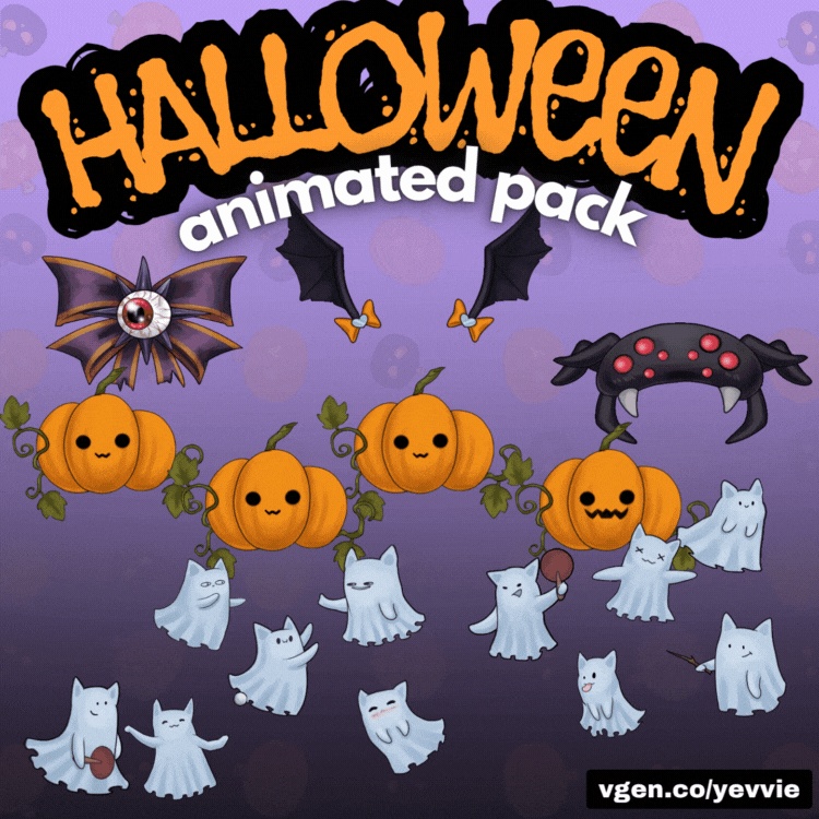 halloween props - 2d, hand drawn, animations, rig ready