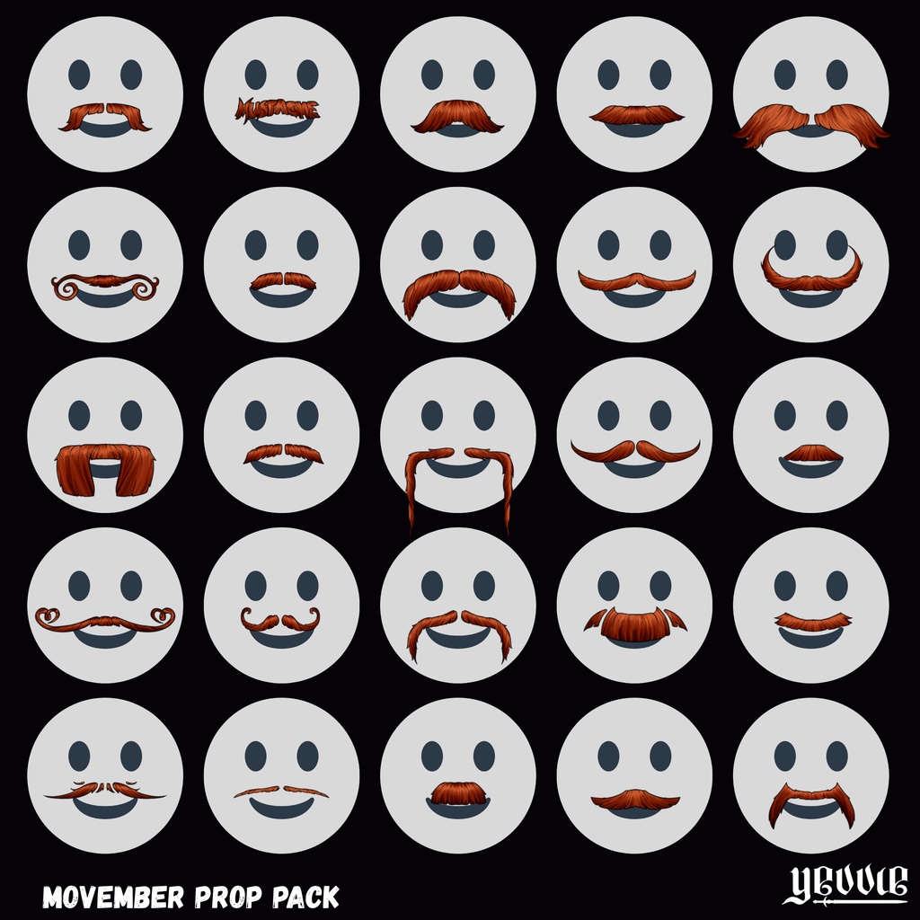 MOVEMBER mustache prop pack - 2d hand drawn stream props