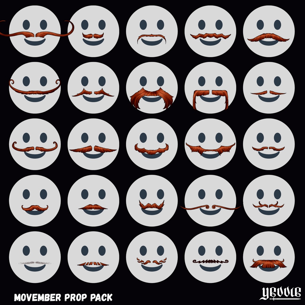 MOVEMBER mustache prop pack - 2d hand drawn stream props