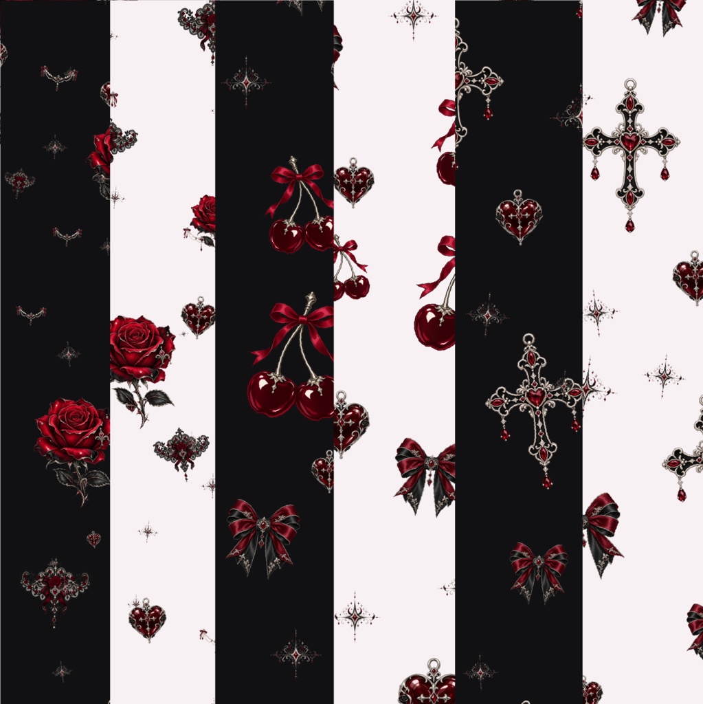 【6種セット】Gothic Cherry & Rose Digital Paper