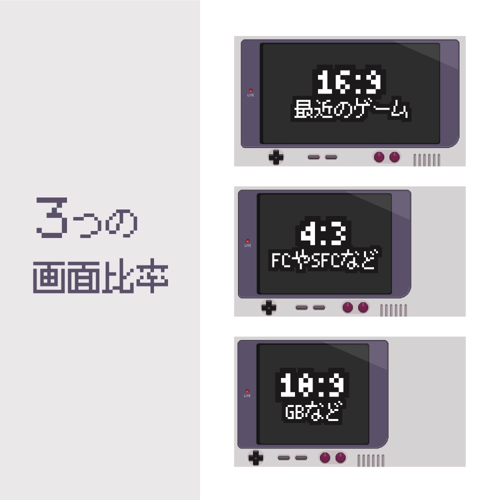 【ゲーム配信画面】ドットなレトロゲーム機風(8色)