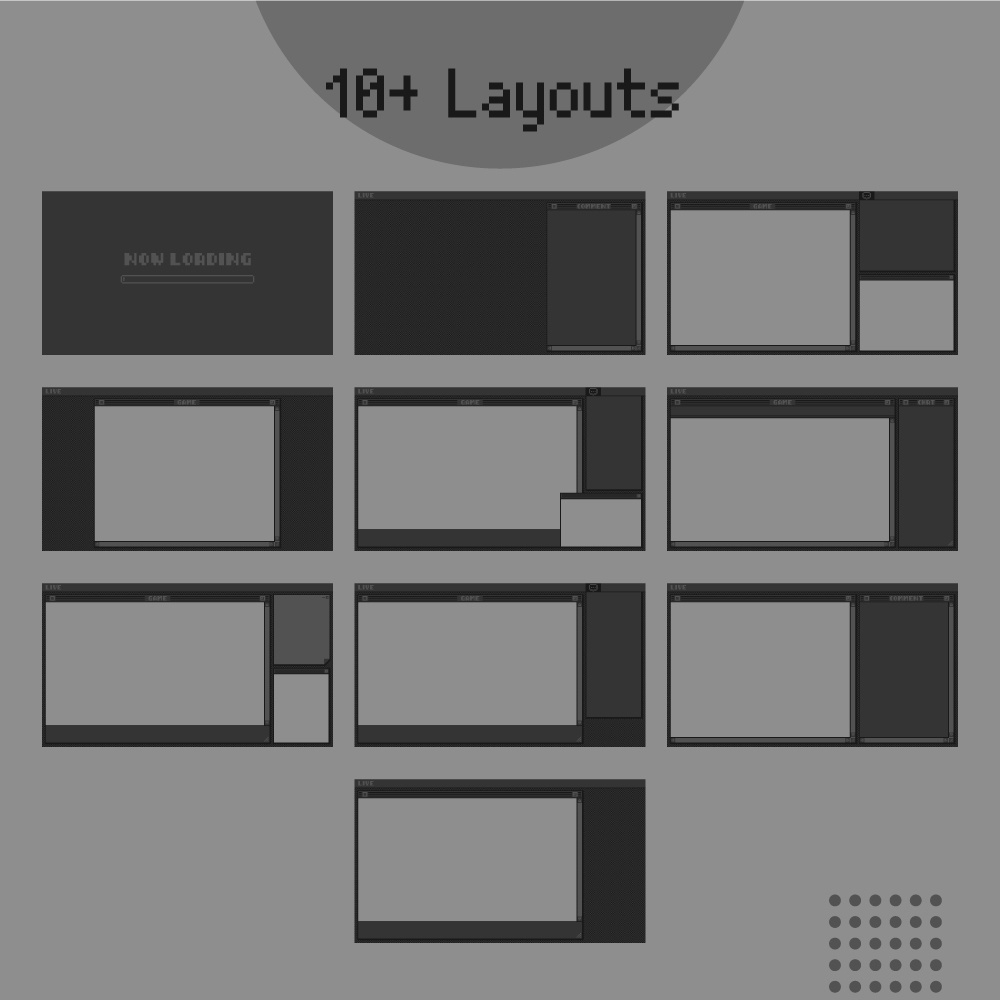 レトロPC画面風な配信画面セット(ダーク)