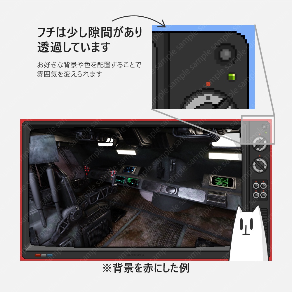 ダイヤル式テレビ ドット絵 ゲーム配信画面 レトロ フレーム素材セット Pixel Art Dial-TV Frame Assets 黒・金・銀