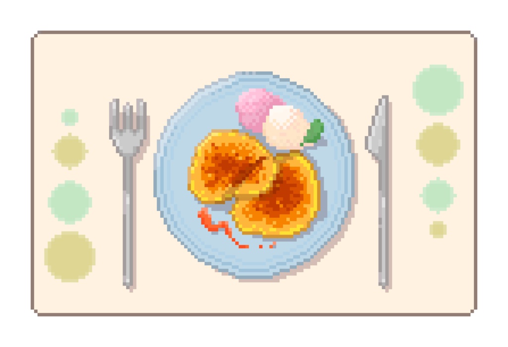 ドット絵ポストカード（ホットケーキとアイス）