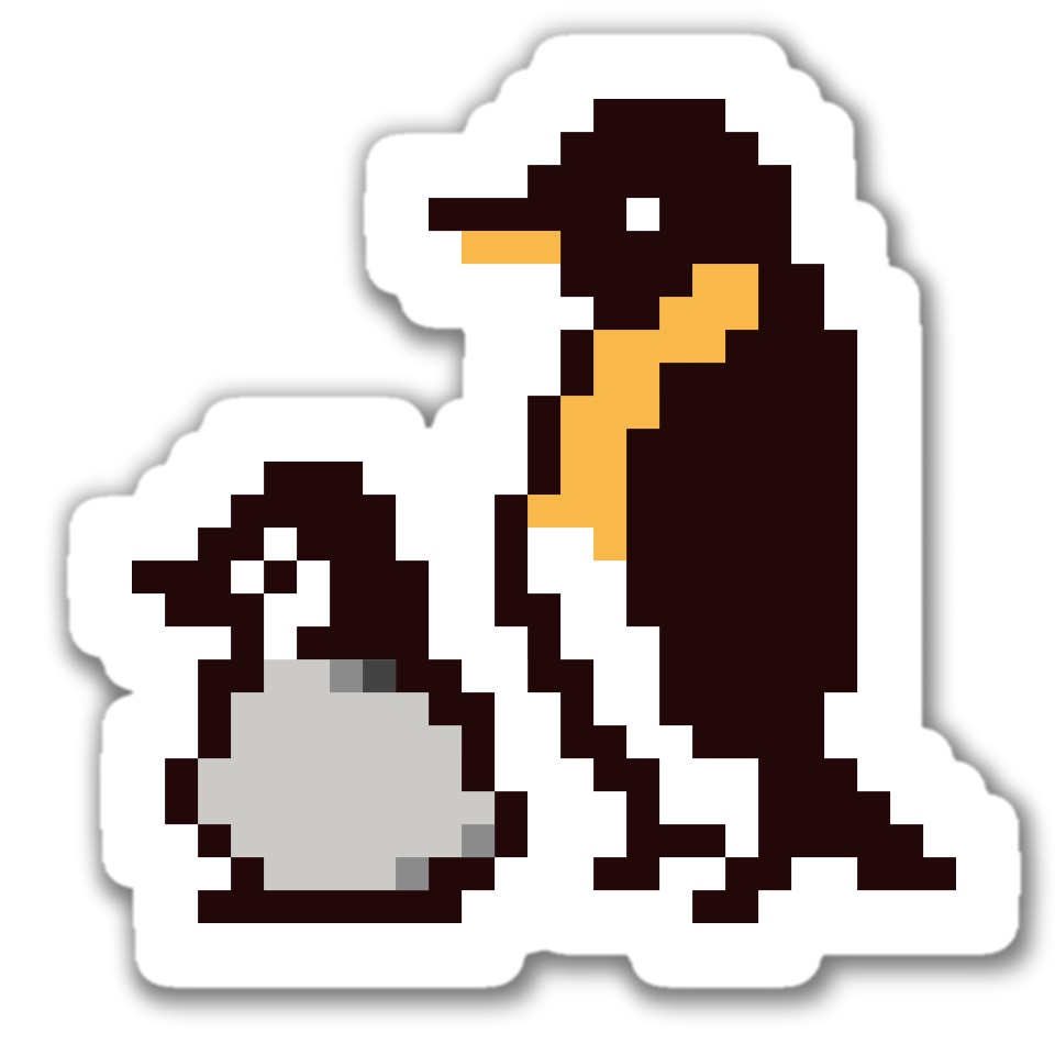 ドット絵ステッカー（ペンギン親子）