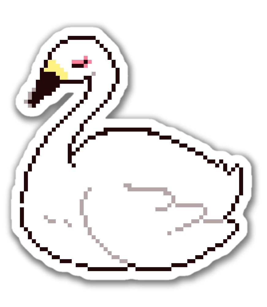 ドット絵ステッカー（白鳥）