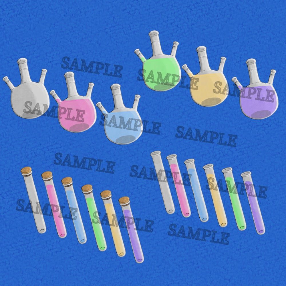 【無料】フリー素材「なんかに使えそうな素材-実験器具編-」