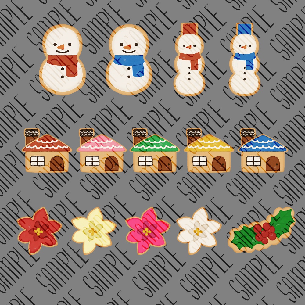 【フリー素材】なんかに使えそうなクリスマスアイシングクッキーの素材