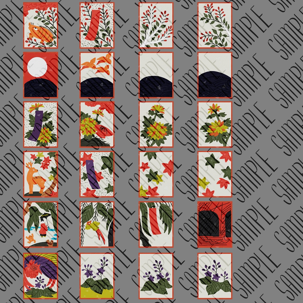 【フリー素材】なんかに使えそうな花札の素材