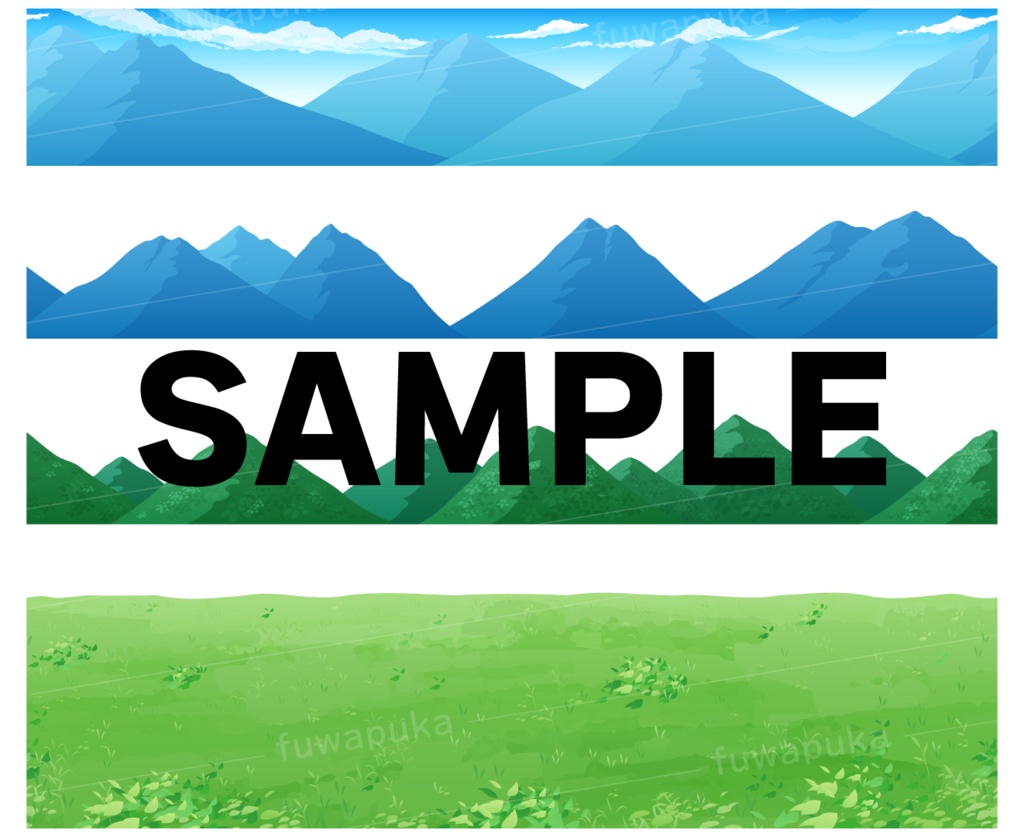 【4層シームレス】草原の背景素材_横スクロール用