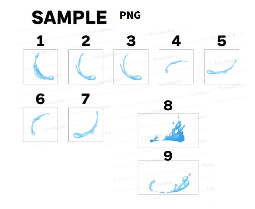 水属性のエフェクト_イラスト素材_PNGのみもあります