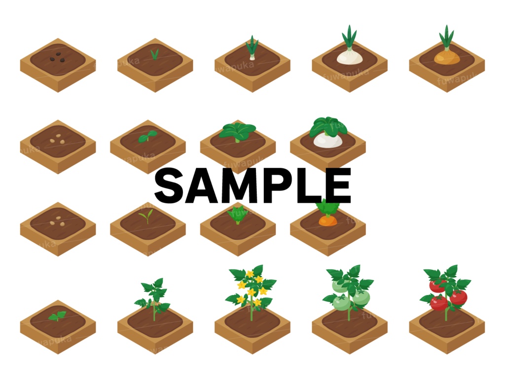 農場ゲーム用素材_アイソメトリック_ベクター