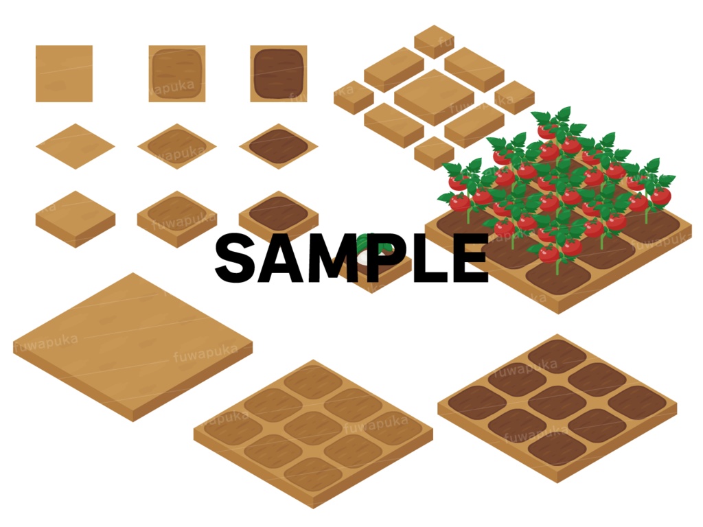 農場ゲーム用素材_アイソメトリック_ベクター