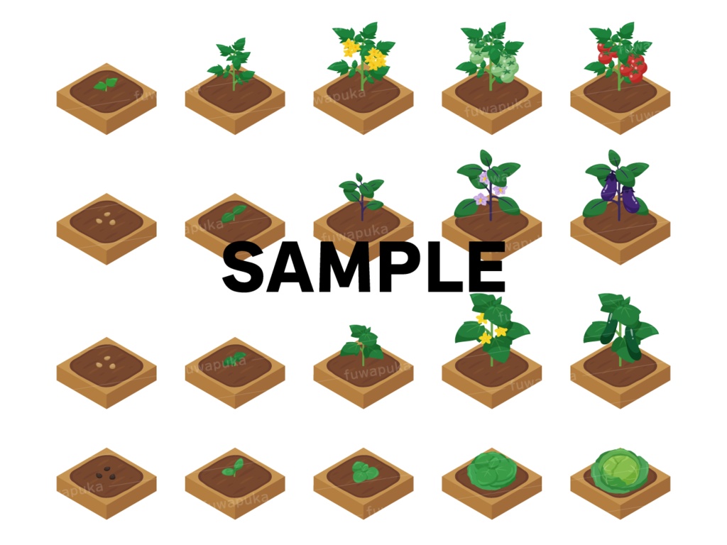 農場ゲーム用素材_アイソメトリック_ベクター
