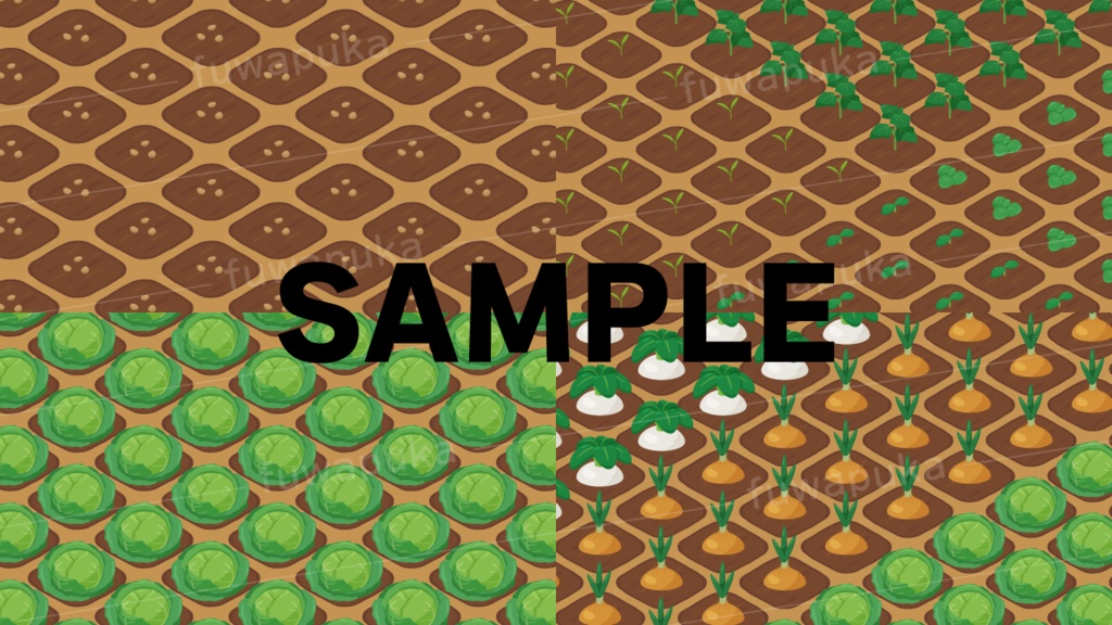 農場ゲームの背景素材_アイソメトリック_ベクター