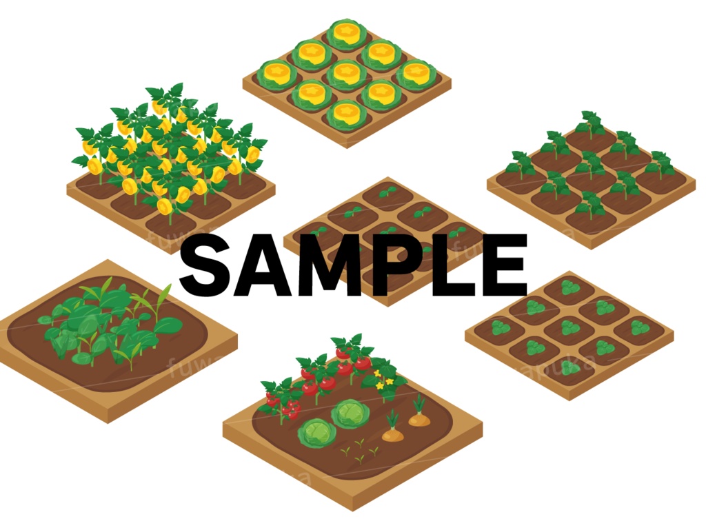 農場ゲームの背景素材_アイソメトリック_ベクター