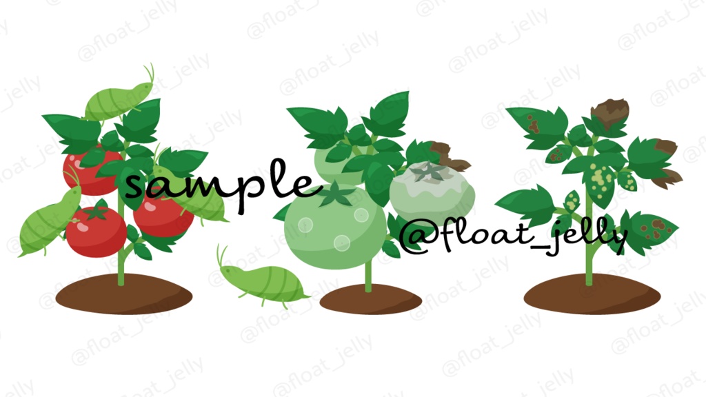 病気の野菜_トマトとキュウリのイラスト素材_ベクター