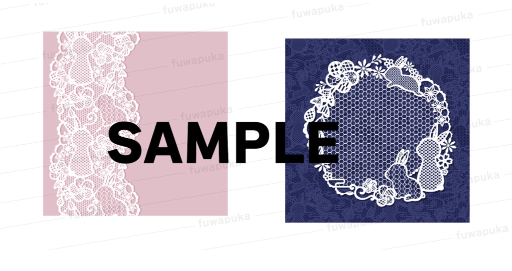 和風なうさぎのレースのイラスト素材_ベクター