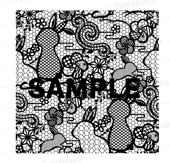 和風なうさぎのレースのイラスト素材_ベクター