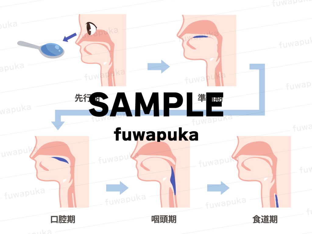 脳・口腔の矢状断_脳血管障害_嚥下のイラスト素材_ベクター