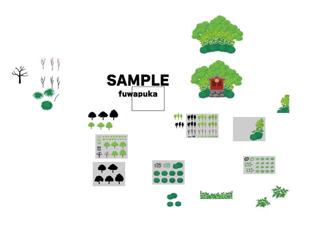 日本の山っぽい植物のイラスト素材セット _ベクター - ふわぷか - BOOTH