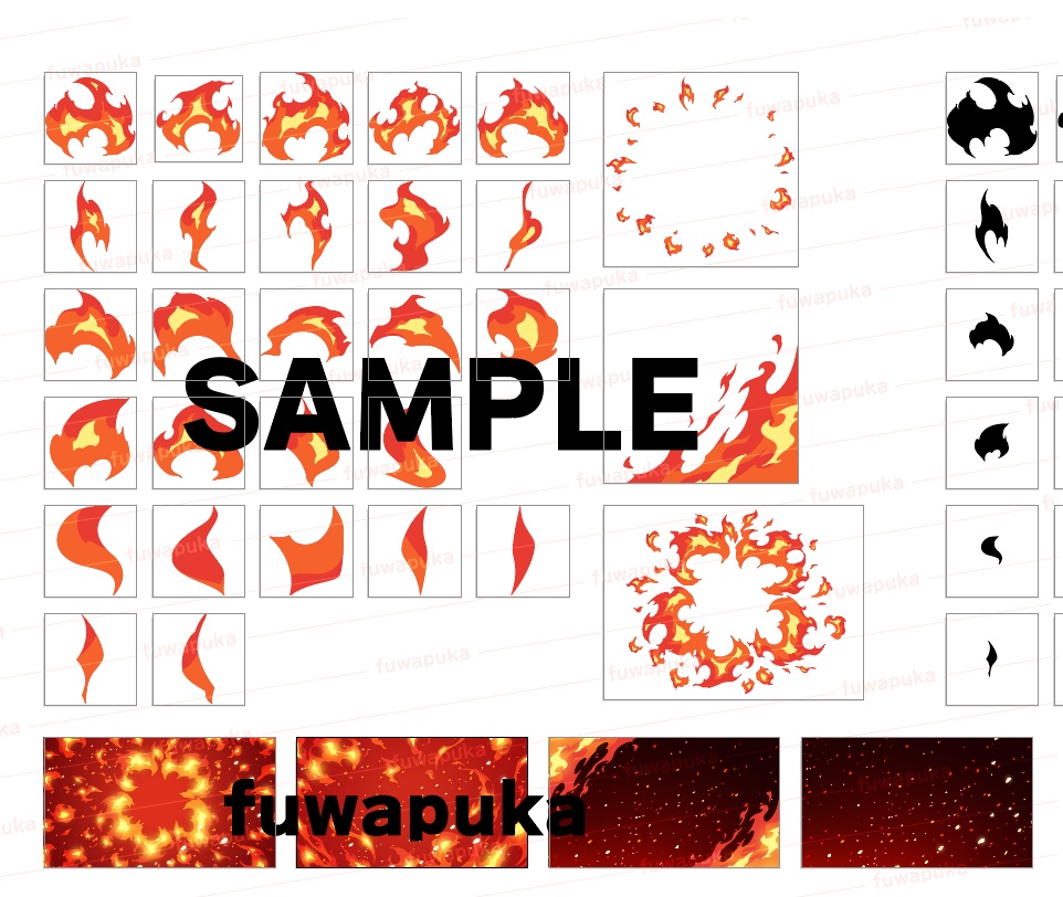 炎のエフェクトと背景_PNGのみもあります