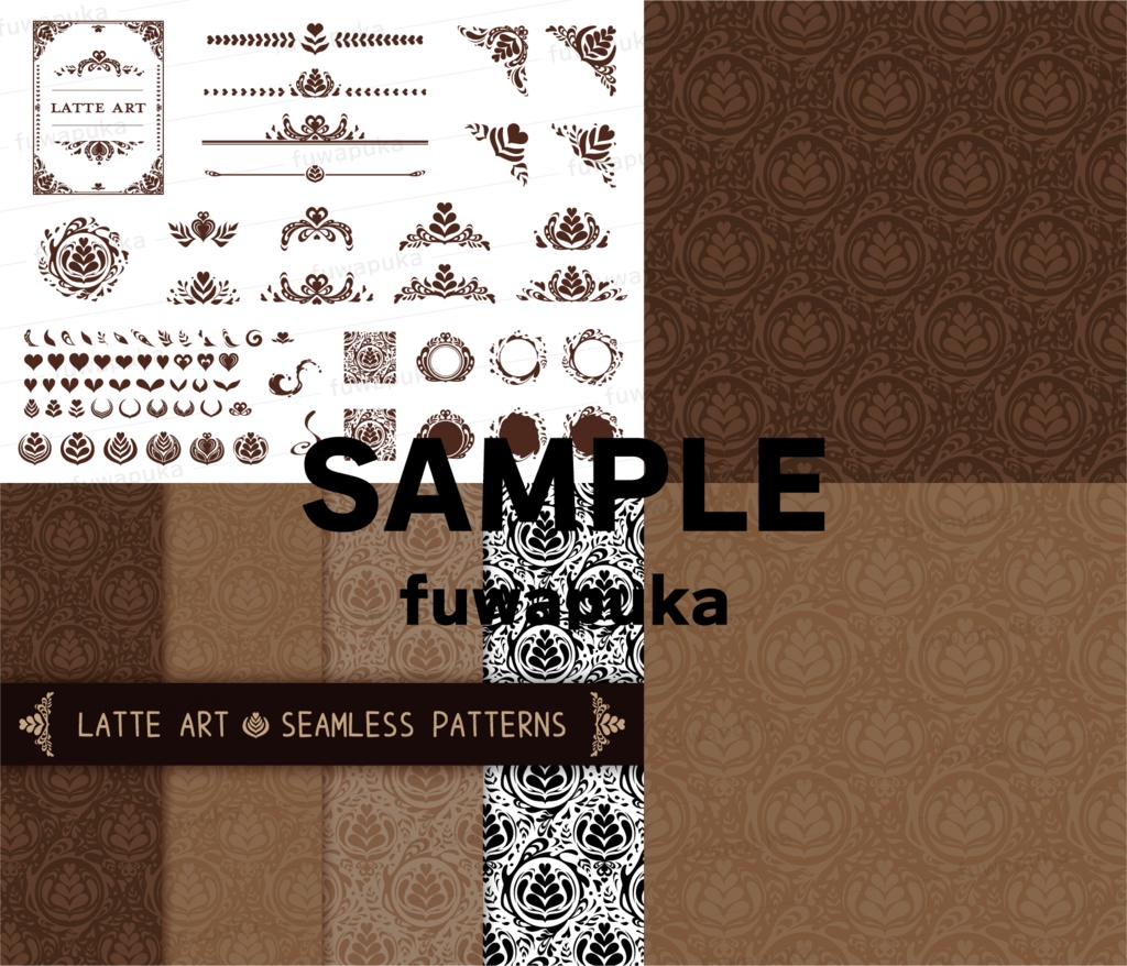 ラテアートとコーヒーのイラスト素材_ベクター