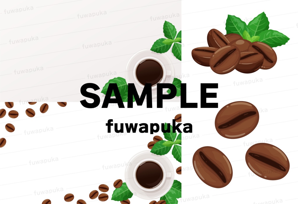 ラテアートとコーヒーのイラスト素材_ベクター