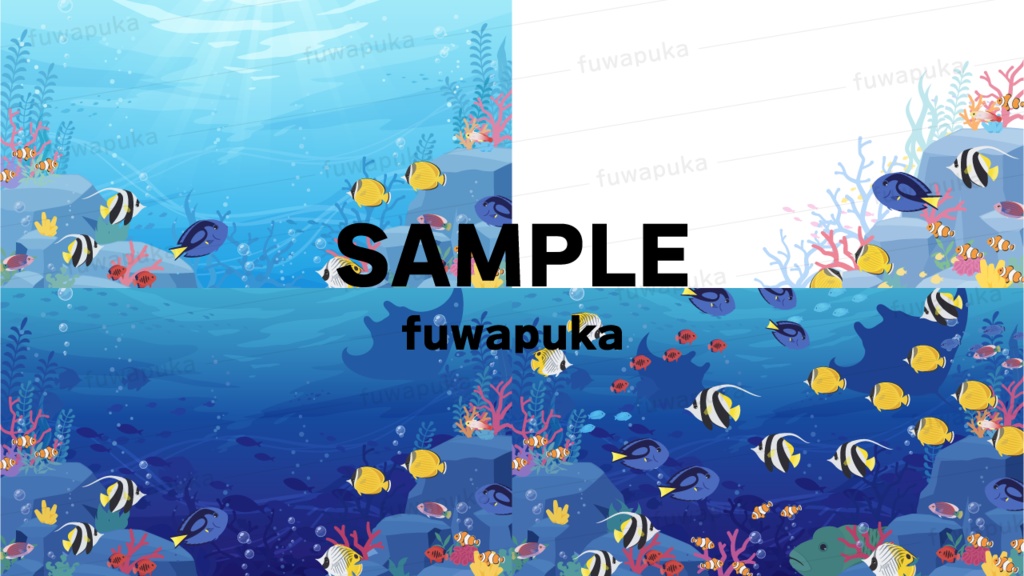 熱帯魚と水中の背景イラスト_ベクター