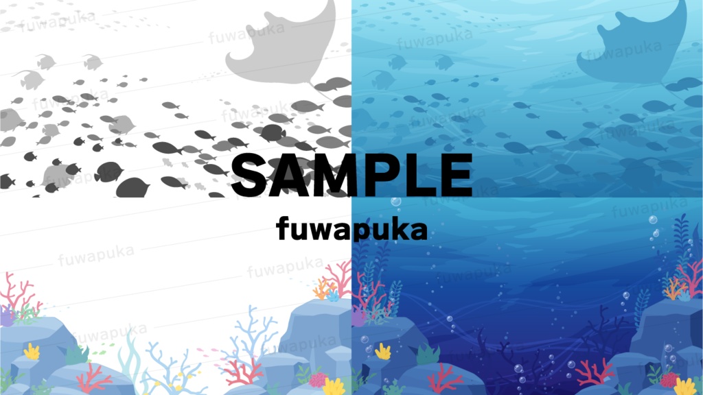 熱帯魚と水中の背景イラスト_ベクター