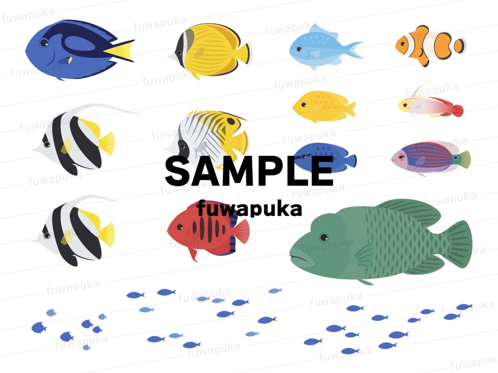 熱帯魚と水中の背景イラスト_ベクター