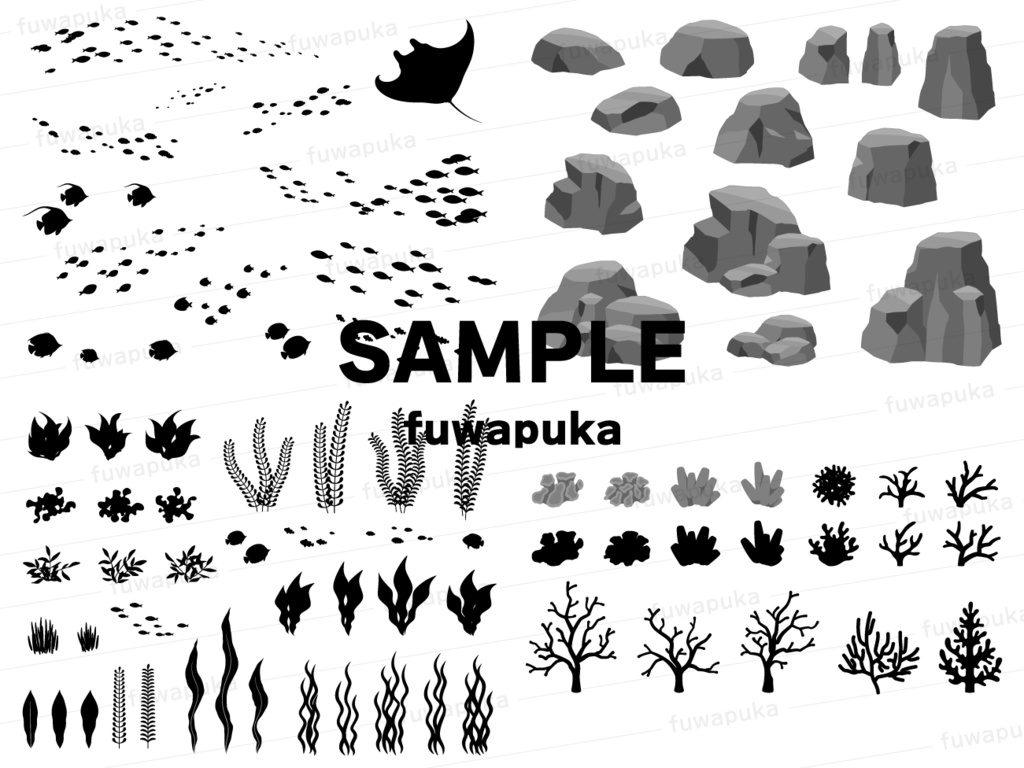 熱帯魚と水中の背景イラスト_ベクター