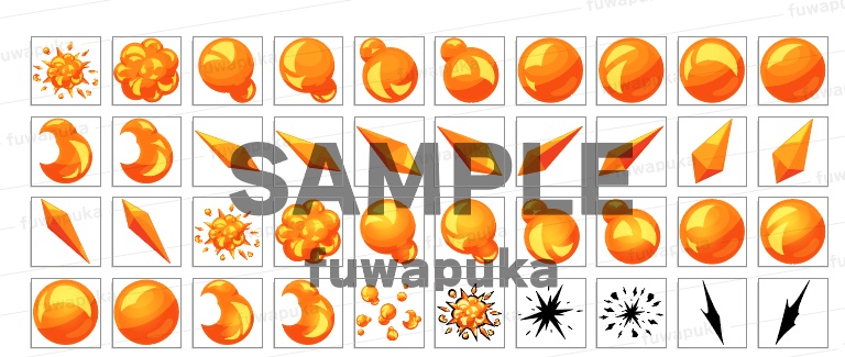 立体的なかわいい爆発のエフェクト素材_PNGのみもあります