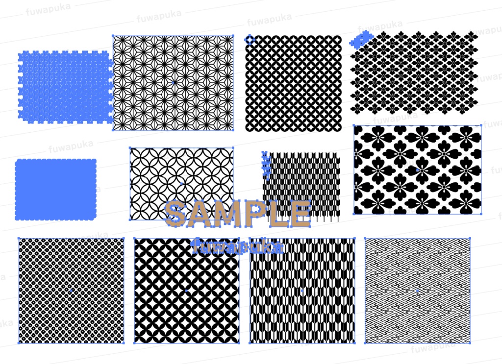 牡丹の背景と和柄のシームレスパターン素材_ベクター